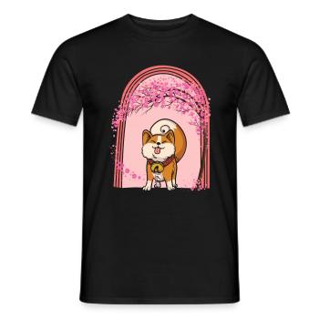 Cherry Blossom Shirt, Shiba Inu Dog Sakura Kawaii - Men's T-Shirt - black - Front - AI Model Male 178 light (178cm)