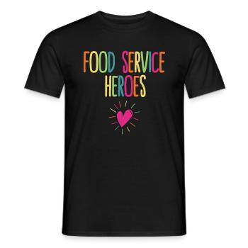 Lunch Lady Shirt, Food Service Heroes Tee, School - Men's T-Shirt - black - Front - AI Model Male 178 light (178cm)