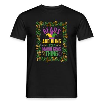Mardi Gras Fleur De Lis Chemise, perles et bling - T-shirt homme - noir - Devant - AI Model Male 178 light (178cm)