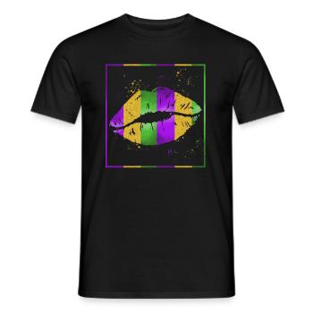 Mardi Gras Fleur De Lis Shirt, Mardi Lips Mardi - Men's T-Shirt - black - Front - AI Model Male 178 light (178cm)