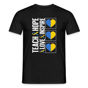 World Down Syndrome Day Shirt, Teach Hope Love - Men's T-Shirt - black - Front - AI Model Male 178 light (178cm)