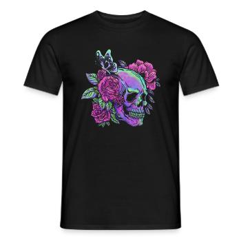 Chemise squelette, néon Skull Roses Squelette gothique - T-shirt homme - noir - Devant - AI Model Male 178 light (178cm)
