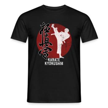 Japanese Kyokushin T-shirt Karate Martial Arts - Men's T-Shirt - black - Front - AI Model Male 178 light (178cm)