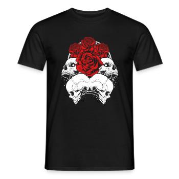 Gothic Shirt, Skull Red Roses Goth Vintage Grunge - Men's T-Shirt - black - Front - AI Model Male 178 light (178cm)