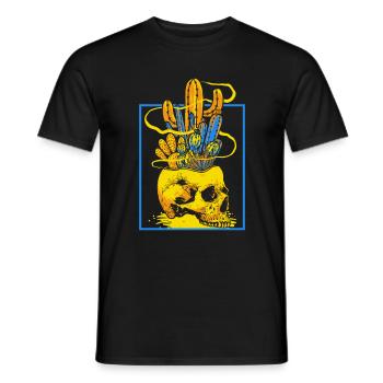 Chemise de camping, Desert Cactus Skull Western Tee, - T-shirt homme - noir - Devant - AI Model Male 178 light (178cm)