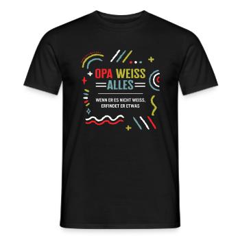 Großvater-Shirt, Opa weiß alles, wenn er es nicht - Men's T-Shirt - black - Front - AI Model Male 178 light (178cm)