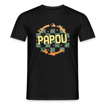 chemise père, l'homme le mythe le papou la - Men's T-Shirt - black - Front - AI Model Male 178 light (178cm)