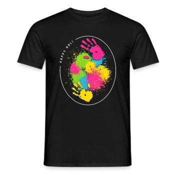 Happy Holi Festival Shirt, Holi Hände Phag Tanz - Männer T-Shirt - Schwarz - Vorne - AI Model Male 178 light (178cm)