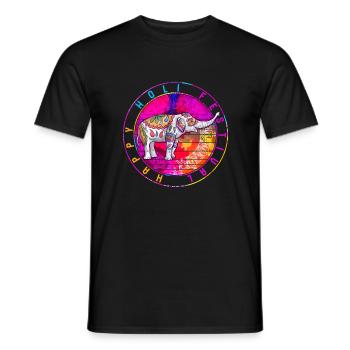Happy Holi Festival Shirt, Happy Holi Elefant - Männer T-Shirt - Schwarz - Vorne - AI Model Male 178 light (178cm)
