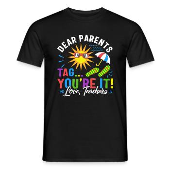 Chemise du dernier jour de l’école, chers parents, étiquette que vous êtes - T-shirt homme - noir - Devant - AI Model Male 178 light (178cm)