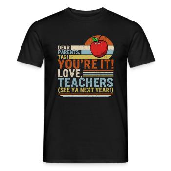 Chemise du dernier jour de l’école, chers parents, étiquette que vous êtes - T-shirt homme - noir - Devant - AI Model Male 178 light (178cm)