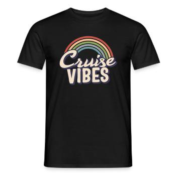 Urlaubshemd, Cruise Vibes Rainbow T-Shirt, Sommer - Männer T-Shirt - Schwarz - Vorne - AI Model Male 178 light (178cm)