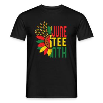 Juneteenth Shirt, Juneteenth Fist Sunflower Tee, - Men's T-Shirt - black - Front - AI Model Male 178 light (178cm)