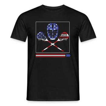 Lacrosse Shirt, Lacrosse American Flag Lax Helm - Männer T-Shirt - Schwarz - Vorne - AI Model Male 178 light (178cm)