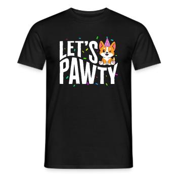 Corgi Shirt, Let's Pawty Cute Corgi Tee, Birthday - Men's T-Shirt - black - Front - AI Model Male 178 light (178cm)