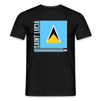 Caribbean Shirt, Saint Lucia Flag Design Tee, - Men's T-Shirt - black - Front - AI Model Male 178 light (178cm)
