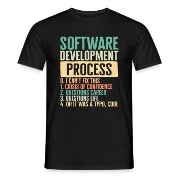 Chemise de programmeur, I Processus de développement logiciel - T-shirt homme - noir - Devant - AI Model Male 178 light (178cm)