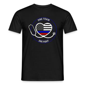 Patriotic Shirt, One Team One Fight Stethoscope - Men's T-Shirt - black - Front - AI Model Male 178 light (178cm)