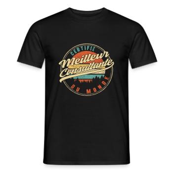 Certifié Meilleur Consultante Du Monde Humour T - Men's T-Shirt - black - Front - AI Model Male 178 light (178cm)