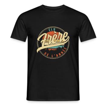 Élu Frère De L'année Humour T Shirt copy - Men's T-Shirt - black - Front - AI Model Male 178 light (178cm)