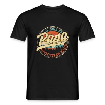 Je Suis Un Papa Fléchettes Qui Déchire Humour T - Men's T-Shirt - black - Front - AI Model Male 178 light (178cm)
