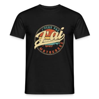 J'peux Pas J'ai Motocross Humour T Shirt copy - Men's T-Shirt - black - Front - AI Model Male 178 light (178cm)
