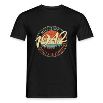 Millésime 1942 Vieilli À La Perfection Humour T - Men's T-Shirt - black - Front - AI Model Male 178 light (178cm)