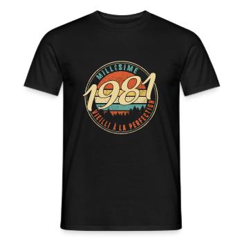 Millésime 1981 Vieilli À La Perfection Humour T - Men's T-Shirt - black - Front - AI Model Male 178 light (178cm)