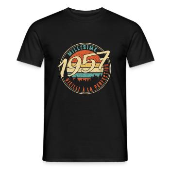 Millésime 1957 Vieilli À La Perfection Humour T - Men's T-Shirt - black - Front - AI Model Male 178 light (178cm)