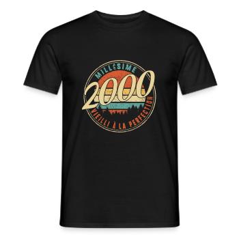 Millésime 2000 Vieilli À La Perfection Humour T - Men's T-Shirt - black - Front - AI Model Male 178 light (178cm)