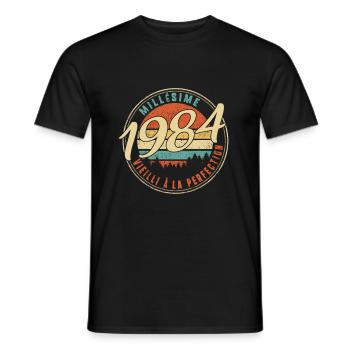 Millésime 1984 Vieilli À La Perfection Humour T - Men's T-Shirt - black - Front - AI Model Male 178 light (178cm)