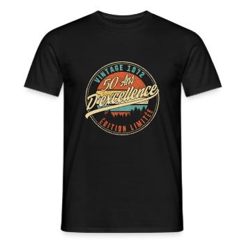 Vintage 1972 50 Ans D'excellence Édition Limitée - Men's T-Shirt - black - Front - AI Model Male 178 light (178cm)