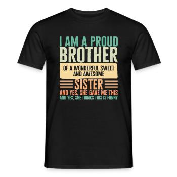 Geschwister-Shirt, ich bin stolzer Bruder eines wunderbaren - Männer T-Shirt - Schwarz - Vorne - AI Model Male 178 light (178cm)