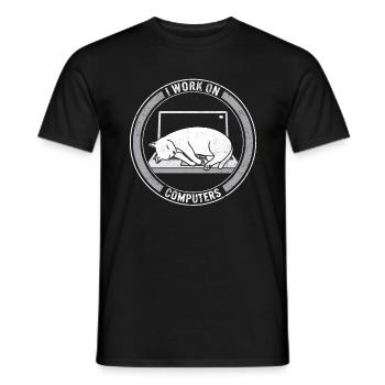 Chemise de programmeur, je travaille sur des ordinateurs Tee, codage - T-shirt homme - noir - Devant - AI Model Male 178 light (178cm)