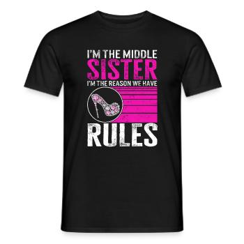 Geschwister-Shirt, ich bin die mittlere Schwester Ich bin die - Männer T-Shirt - Schwarz - Vorne - AI Model Male 178 light (178cm)