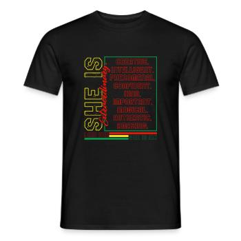Juneteenth Shirt, She Is Extraordinary I Am She - Men's T-Shirt - black - Front - AI Model Male 178 light (178cm)