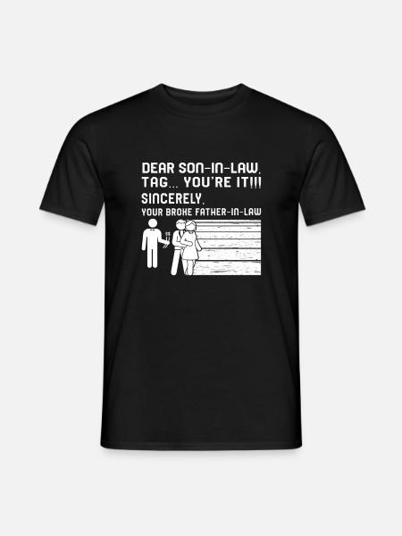 Camicia da sposa, Caro genero Tag You're It Tee, - T-shirt uomo - nero