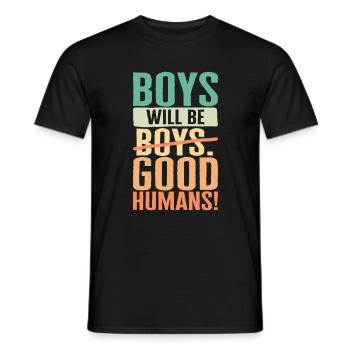 Les garçons seront garçons bons humains chemise Vintage, - T-shirt homme - noir - Devant - AI Model Male 178 light (178cm)