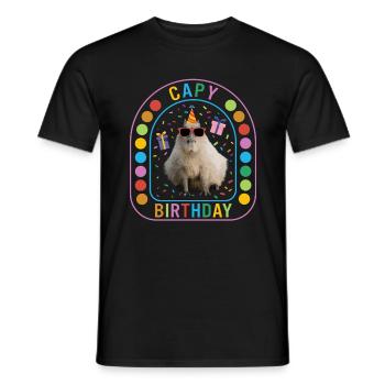 Capybara Shirt, Capy Birthday Capybara Party Cute - Men's T-Shirt - black - Front - AI Model Male 178 light (178cm)
