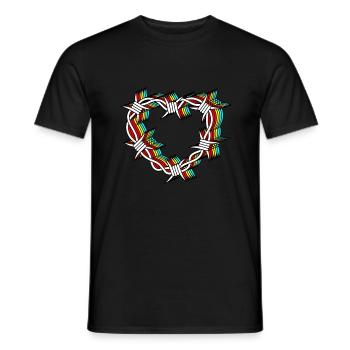 Herz-Shirt, Stacheldraht-Herz-Gothic-T-Shirt, Grunge - Männer T-Shirt - Schwarz - Vorne - AI Model Male 178 light (178cm)