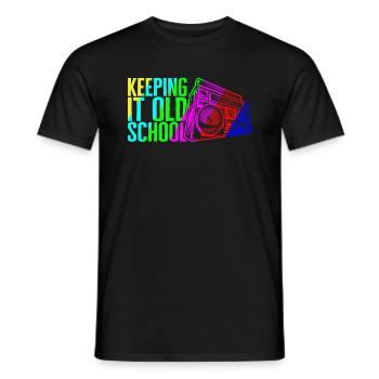 Music Shirt, Keeping It Old School Stereo Retro - Men's T-Shirt - black - Front - AI Model Male 178 light (178cm)