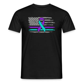Chemise de sensibilisation à la prévention du suicide, Suicide - T-shirt homme - noir - Devant - AI Model Male 178 light (178cm)