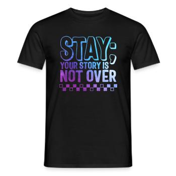Chemise de sensibilisation à la prévention du suicide, restez votre - T-shirt homme - noir - Devant - AI Model Male 178 light (178cm)