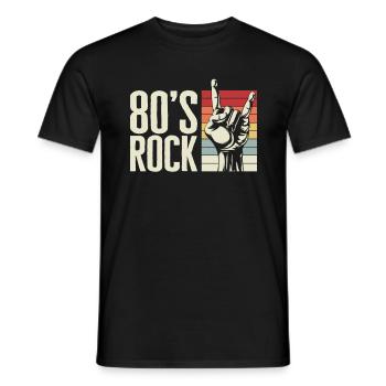 80's Rock Band Shirt, 80's Rock Tee, Gift For - Men's T-Shirt - black - Front - AI Model Male 178 light (178cm)