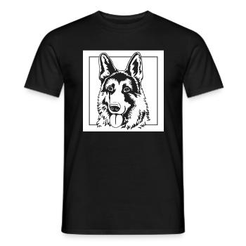 Chemise de chien de berger, Silhouette de chien assis allemand - T-shirt homme - noir - Devant - AI Model Male 178 light (178cm)