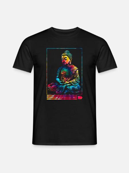 Bouddha Tie Dye chemise Vintage, cadeau d’amant de Bouddha - T-shirt homme - noir