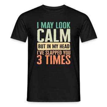 Chemise sarcastique, j’ai peut-être l’air calme mais dans ma tête - T-shirt homme - noir - Devant - AI Model Male 178 light (178cm)