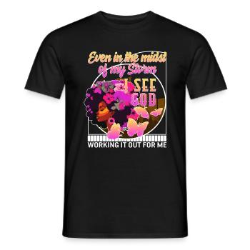 Chemise chrétienne, même au milieu de ma tempête I - T-shirt homme - noir - Devant - AI Model Male 178 light (178cm)