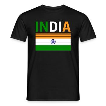 Chemise de l’Inde, drapeau de l’Inde Tee, cadeau de fierté indienne - T-shirt homme - noir - Devant - AI Model Male 178 light (178cm)
