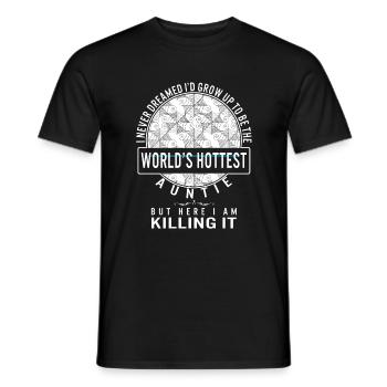 Aunt Shirt, World's Hottest Auntie Funny Tee, - Men's T-Shirt - black - Front - AI Model Male 178 light (178cm)